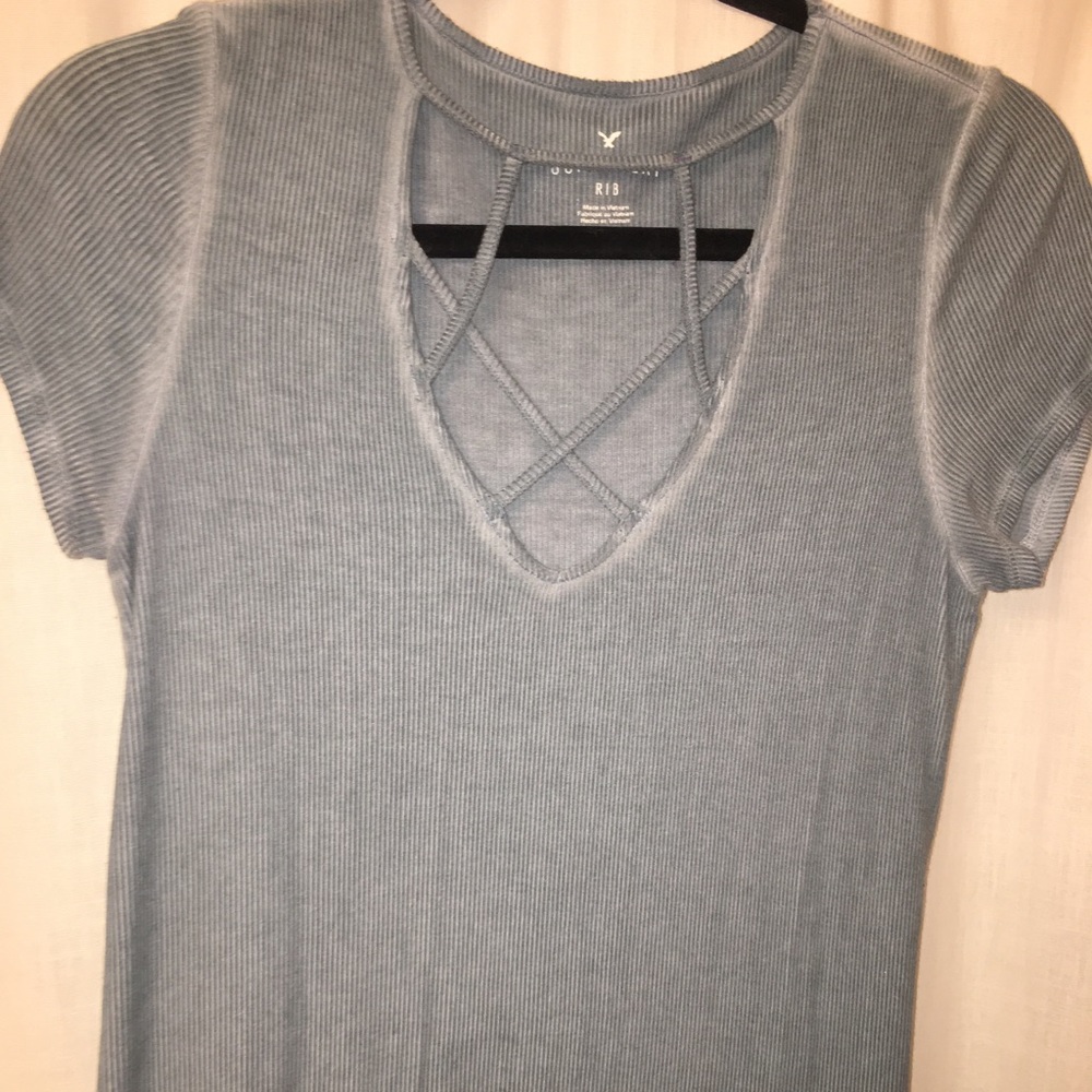 Acid wash blue tee
